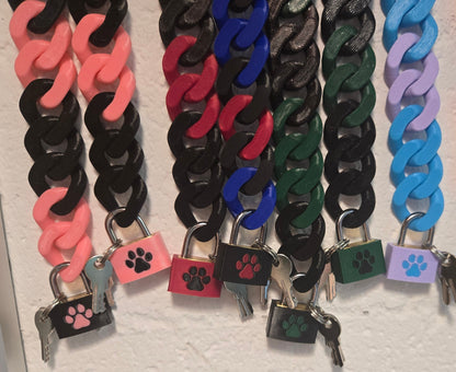 🔗 Multicolor Cuban Chain Necklace / Collar with Matching Padlock – Colorful, Personalized, Durable, & Stylish