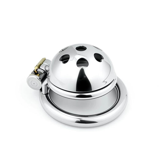 Heart Pattern Short Dome Chastity Cage – Cute Love-Themed Metal Lock Design