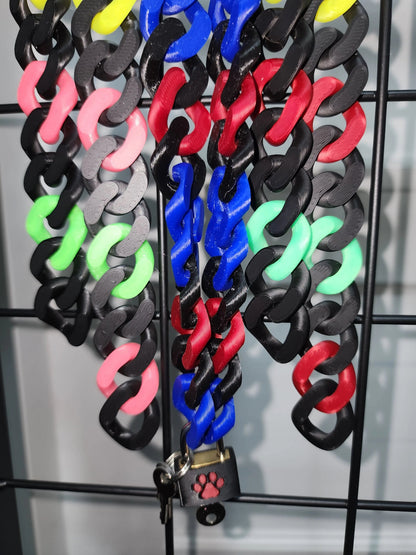 🔗 Multicolor Cuban Chain Necklace / Collar with Matching Padlock – Colorful, Personalized, Durable, & Stylish