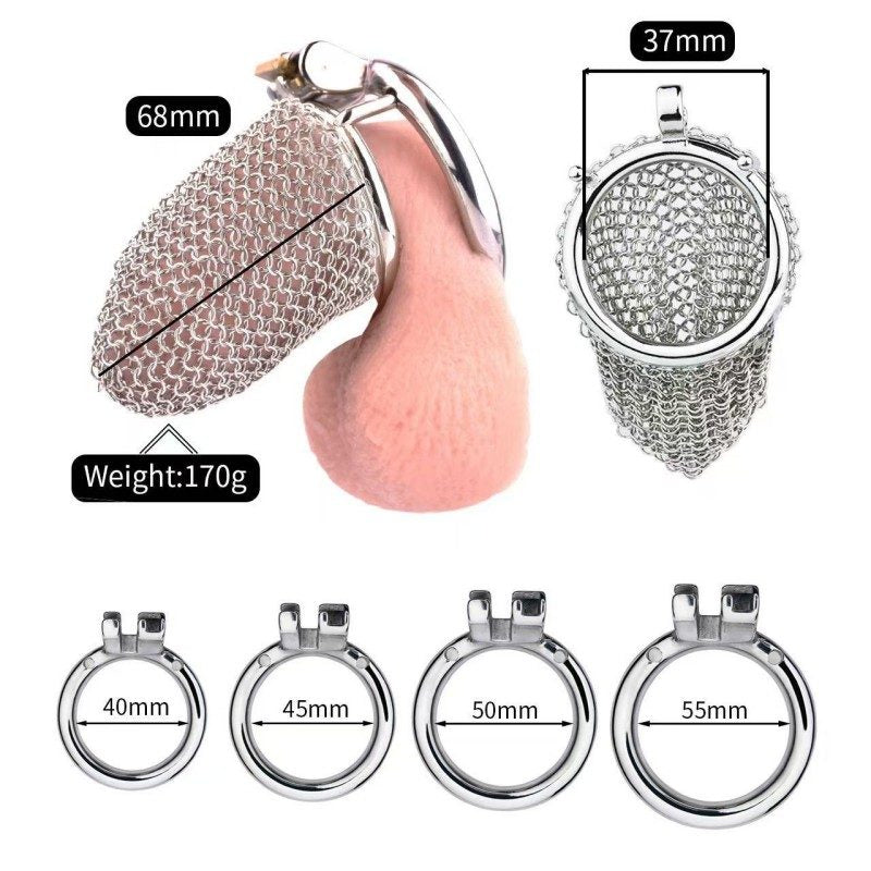 Flexible Stainless Steel Mesh Chastity Cage -5 Sizes | Comfortable & Secure