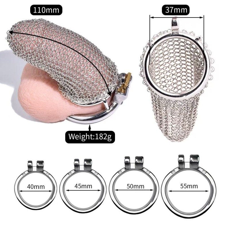 Flexible Stainless Steel Mesh Chastity Cage -5 Sizes | Comfortable & Secure