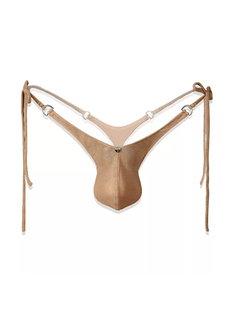 Men's Sexy Deep-V Lace-Up Low-Rise Thong