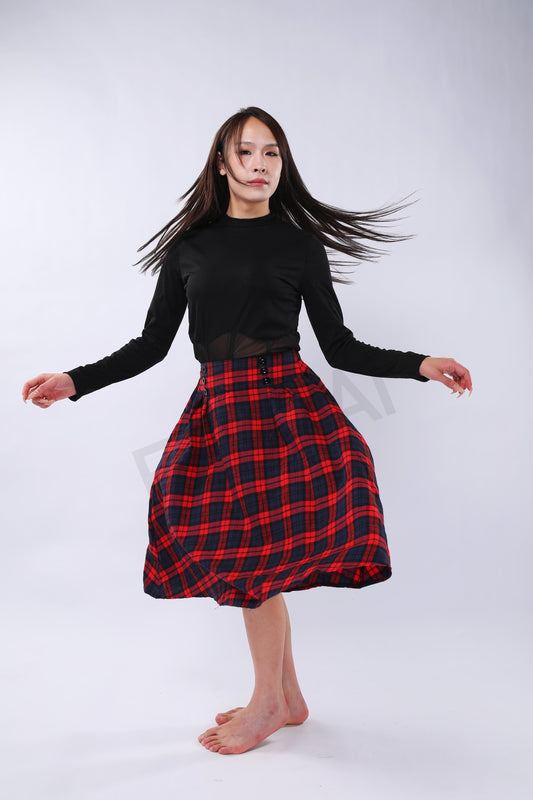 Pleated Vintage Midi Skirt