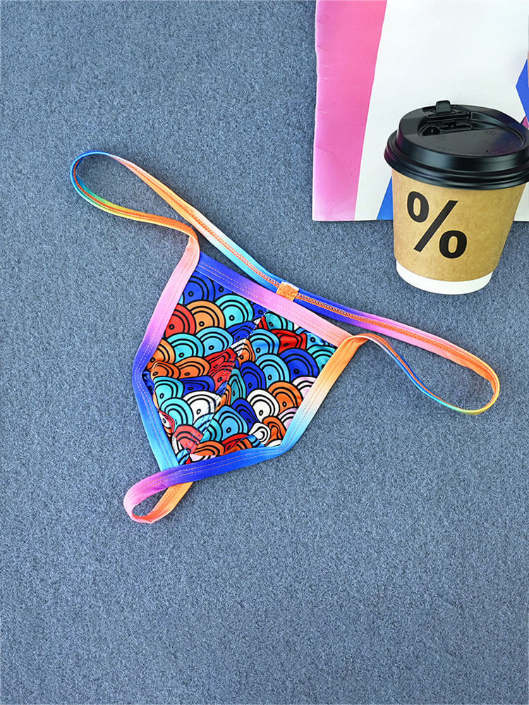 Men's Rainbow Thin Strap Printed U-Pouch Thong