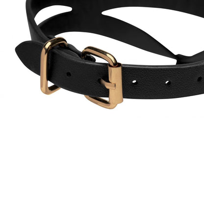 Bondage Baddie Black and Gold Collar with O-Ring