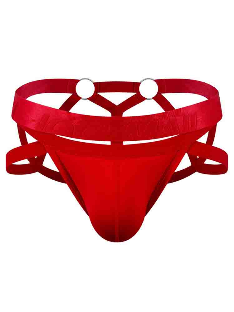 Men's Cutout Bondage Metal Ring Thong