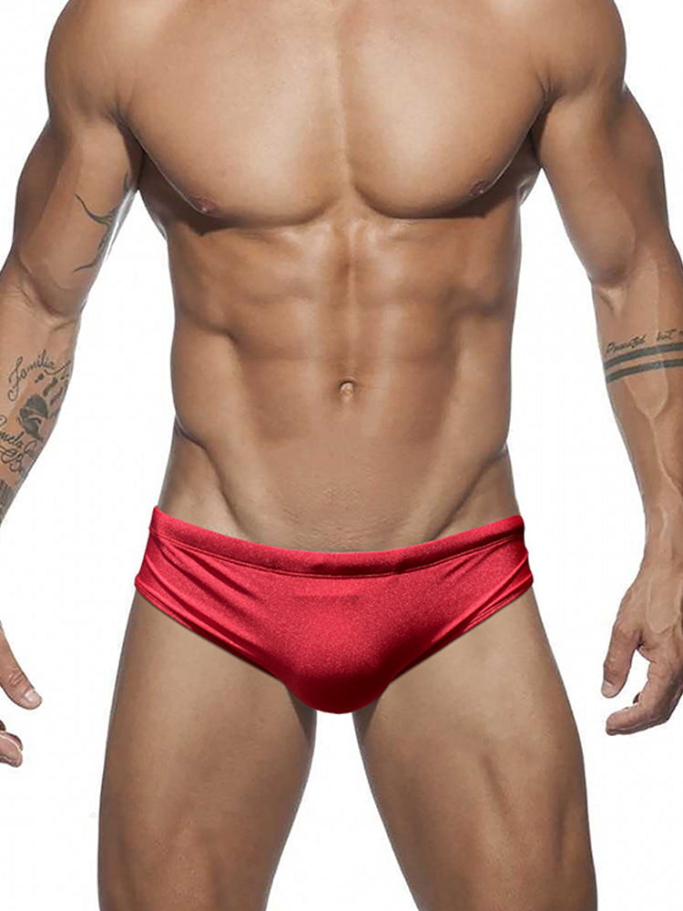 Men's Solid Color Shiny Sexy Triangle Swim Briefs