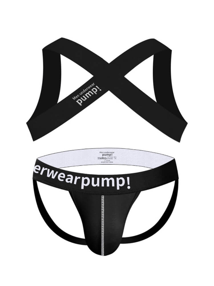 Men's Elastic Shoulder Strap Underwear 2-Piece Set