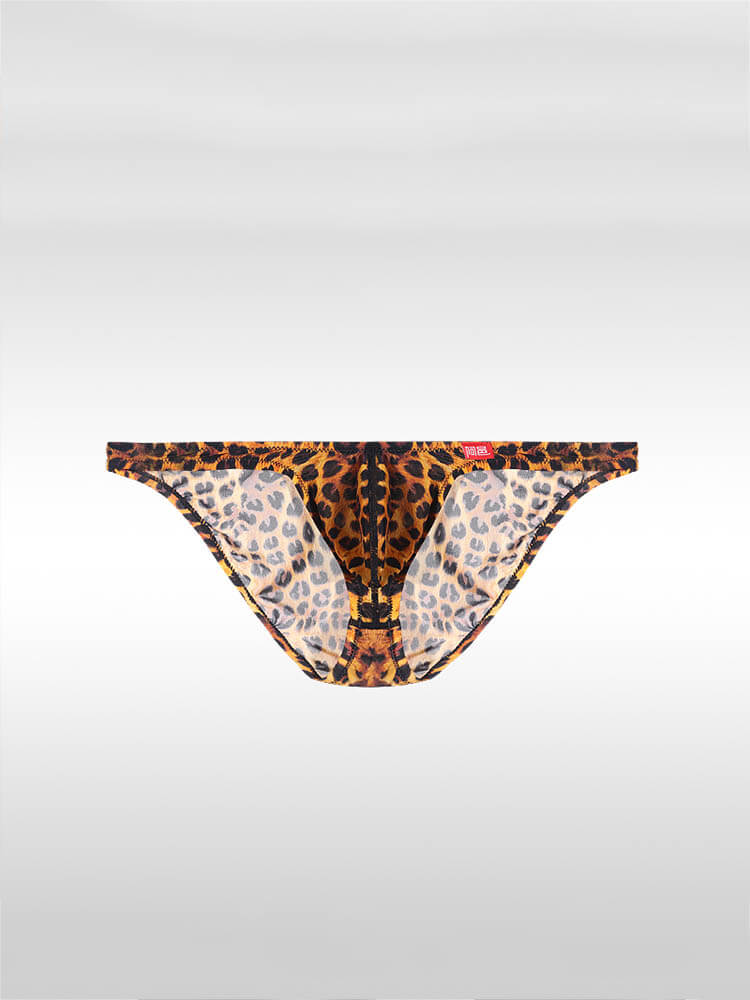 Men's Leopard Print Ultra-Thin Low-Rise Briefs