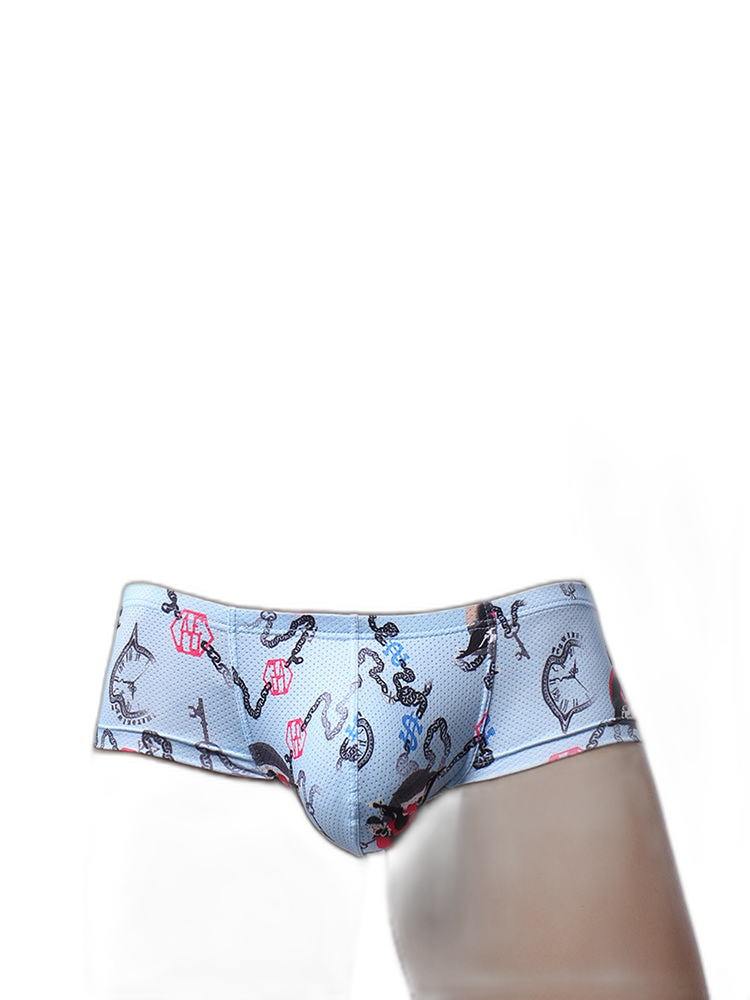 Men's Sexy Botanical Printed Mesh Underwear