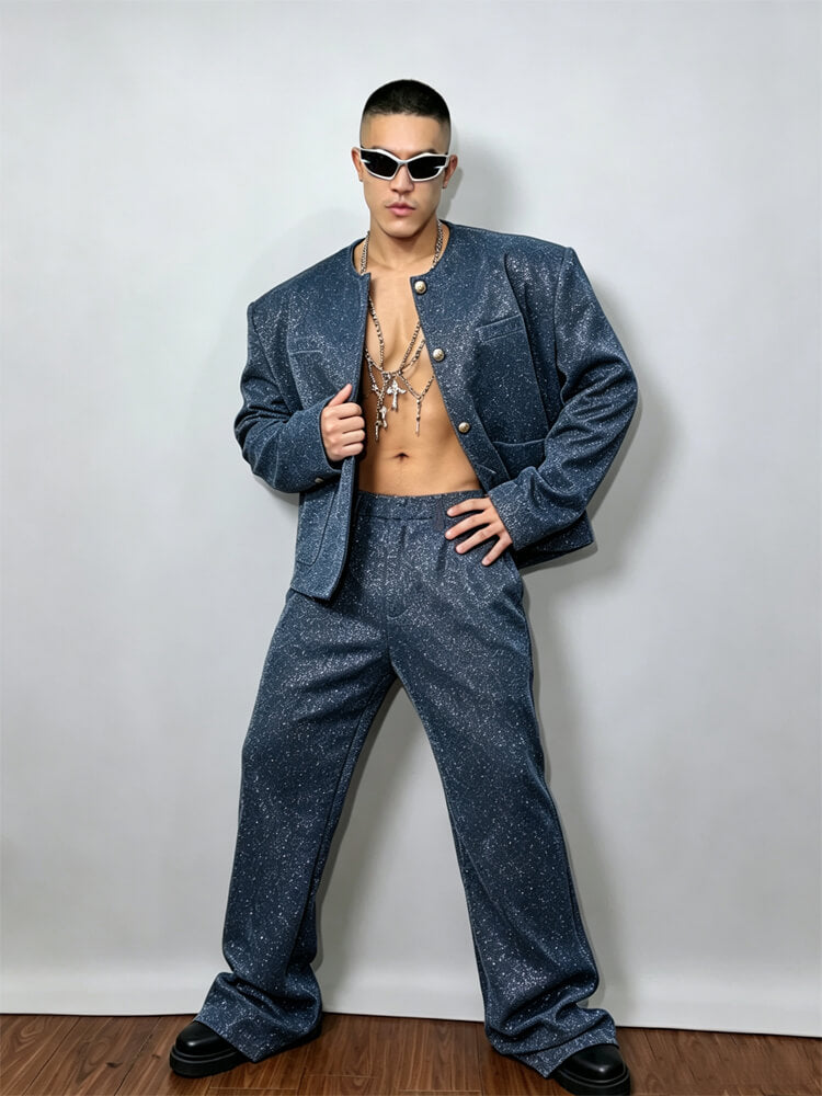 Men's Shiny Suit Hip-Hop Performance Costume Set
