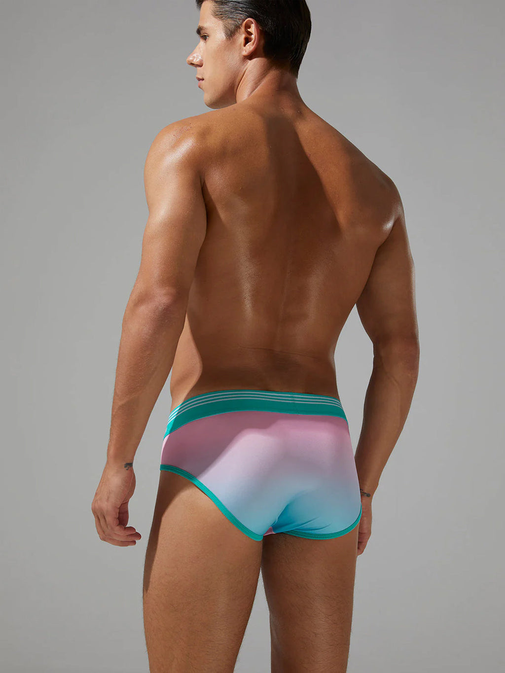 Men’s Spliced Lines Briefs in Ombre