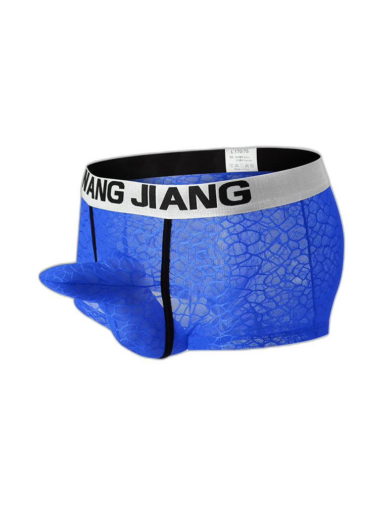 2 Pack Men's Ice Silk Lace Solid Sexy Trunks