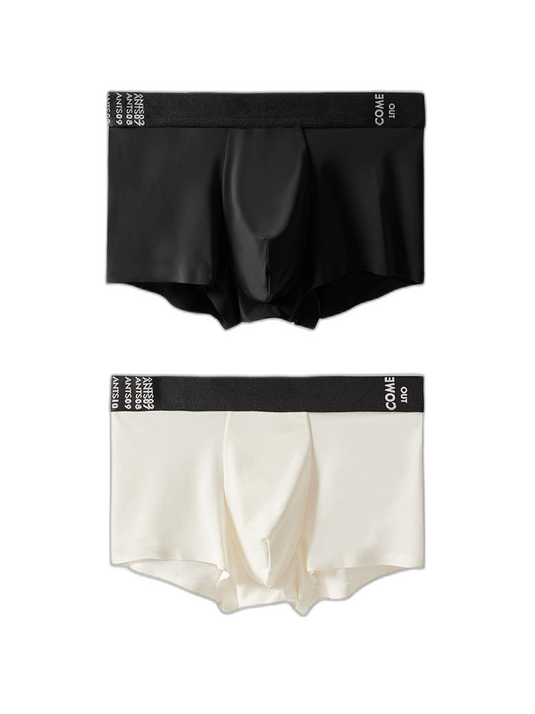 2 Pack Men's Premium Ultra-Thin Seamless Ice Silk Stretch Fit Trunks