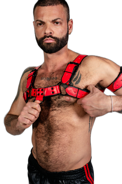 ruff GEAR Bold Leather Bulldog Harness Red