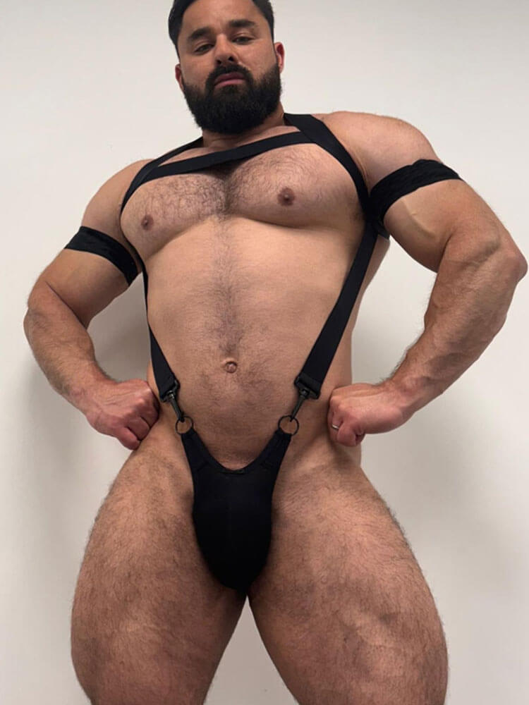Men's Sexy Neon Bondage Harness Bodysuit Thong