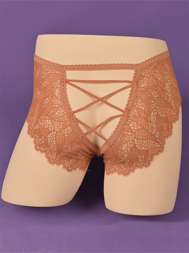Men's Sexy High-Waisted Cut-Out Lace Briefs