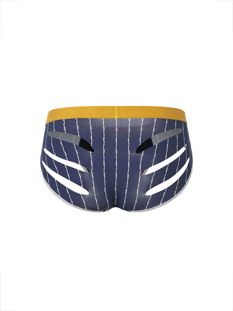 Men's Sexy Thorn-Stripe Print Cutout Briefs