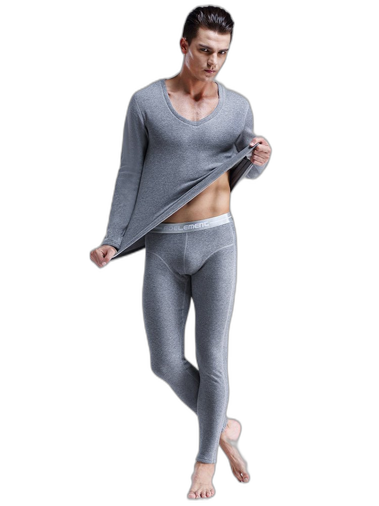 V-Neck Thermal Underwear With Fleece Lined