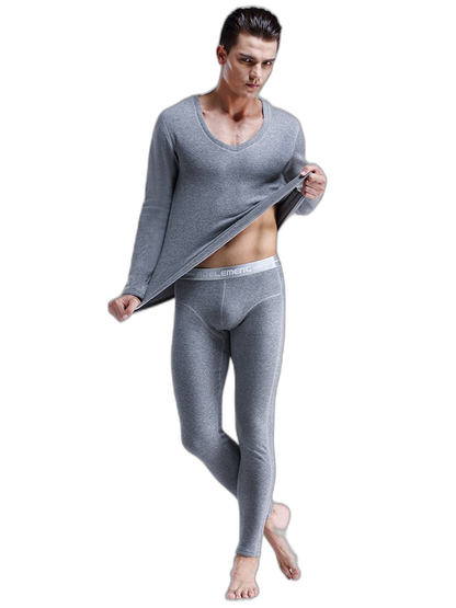 V-Neck Thermal Underwear With Fleece Lined