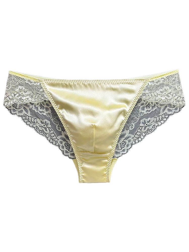 Men's Sexy Low-Rise Sheer Lace Seamless Silk Briefs