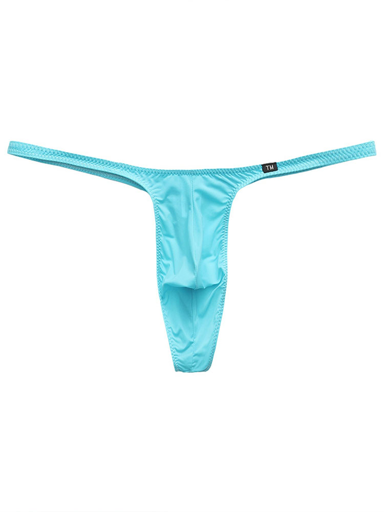 Men's Sexy Low Waist Ice Silk Solid Thong
