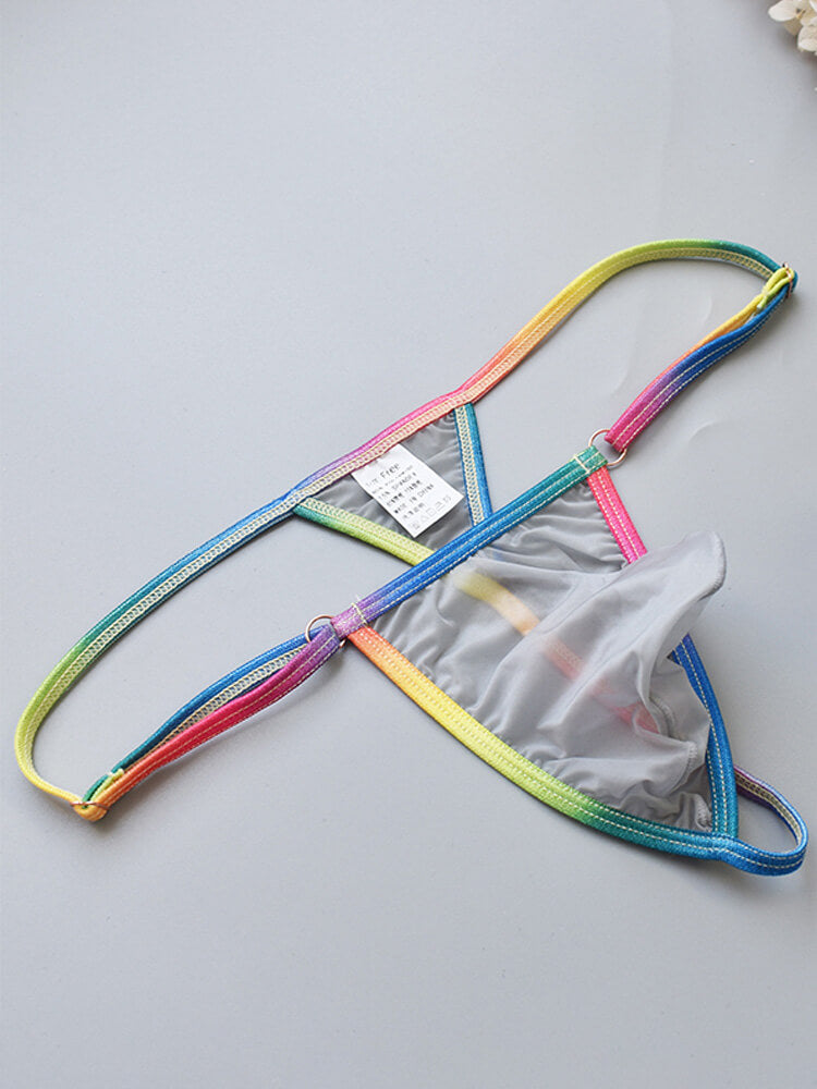Men's Mesh Pouch Ultra-Thin Rainbow Thong