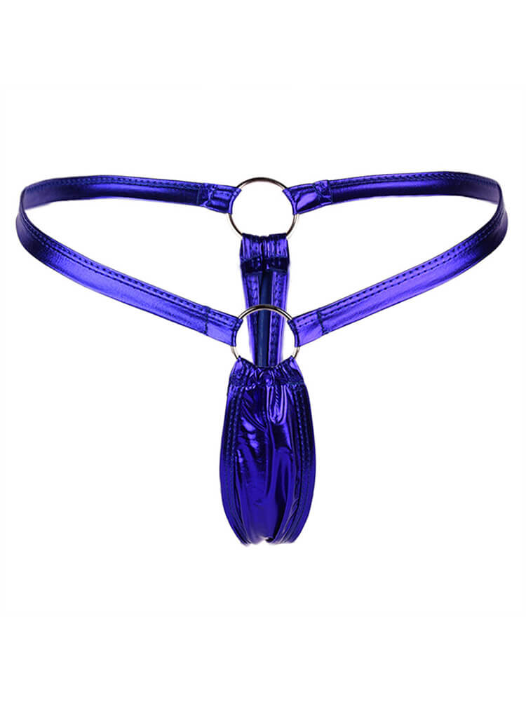 Men's Sexy Patent Leather Shiny Low Rise Thong