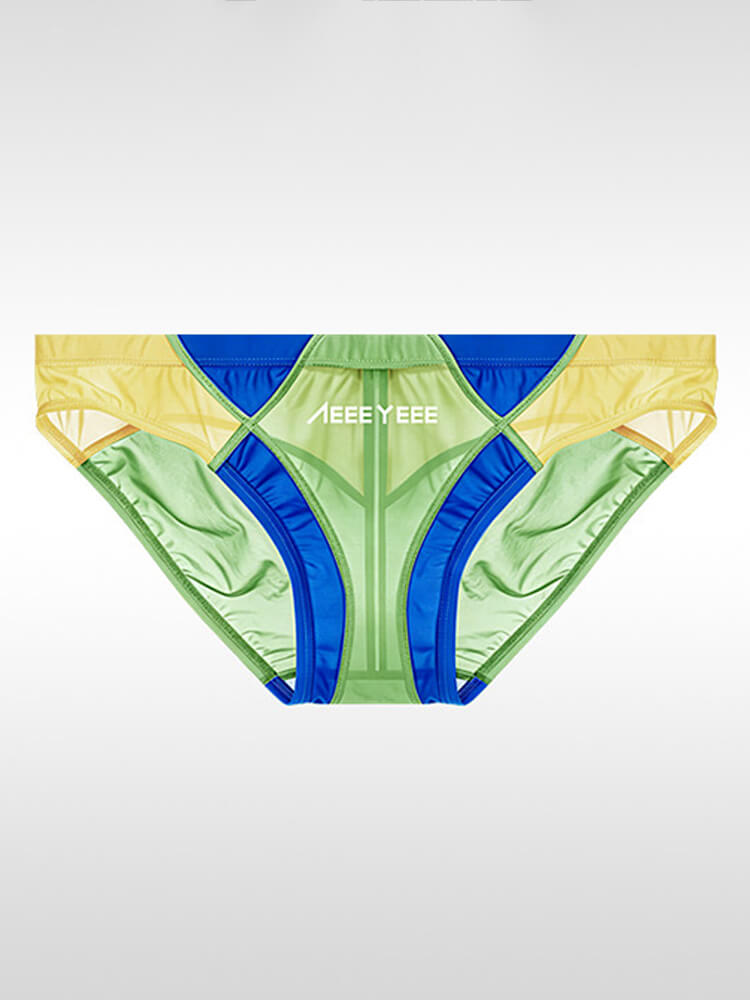 Men's Sexy Sheer Colorblock Stretch Thin Briefs