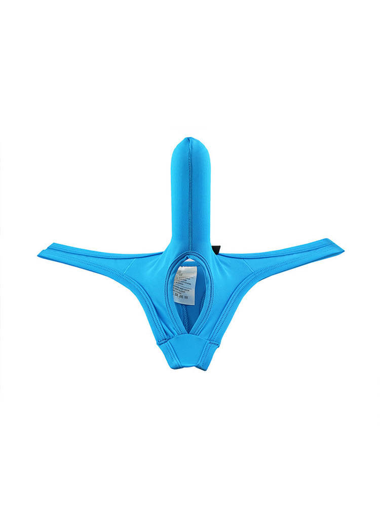 Men's Sexy Solid Color Elastic Ice Silk Thong