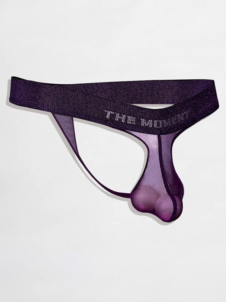 Men's Sexy Semi-Sheer Dark Night Purple Thong