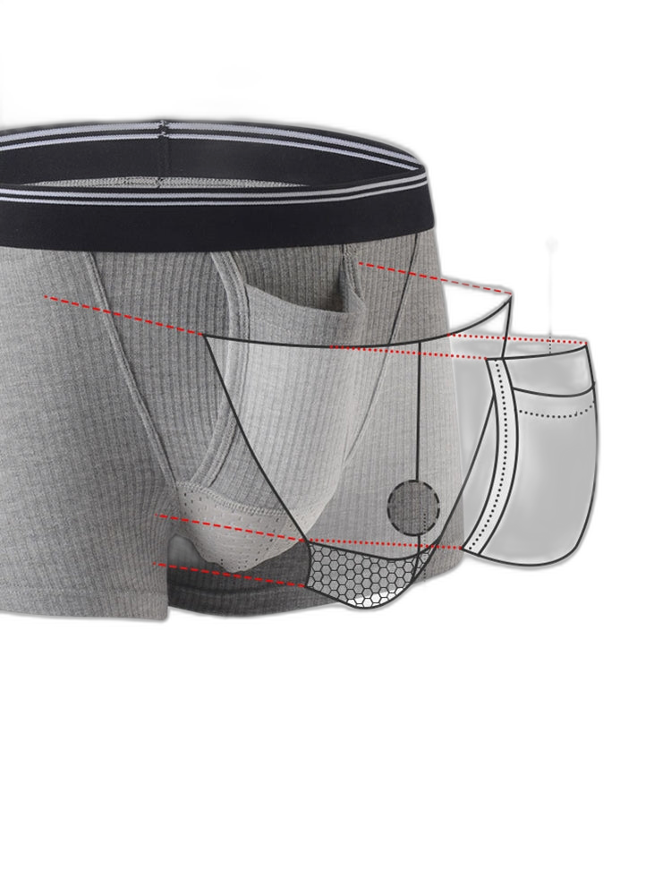Solid Color Divided Pocket Trunks for Men