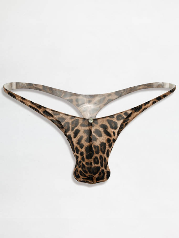 Men's Sexy Low-Rise Athletic Leopard Print Thong