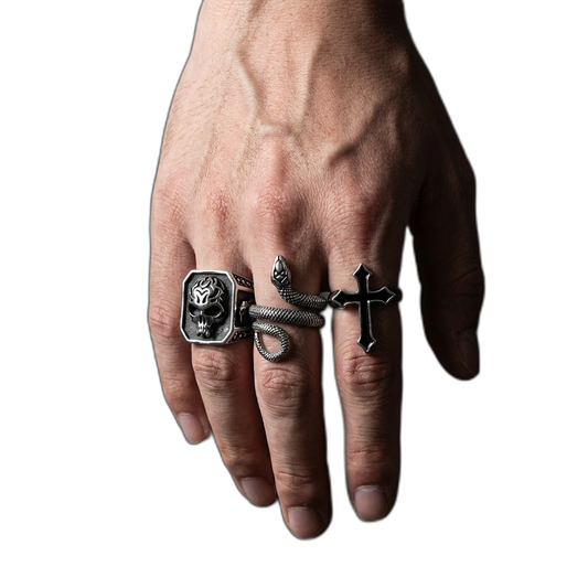 Obsidian Crucifix Ring