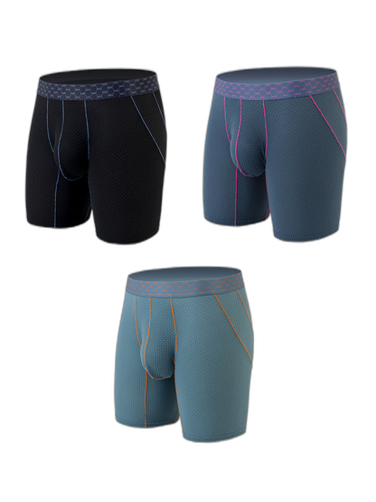 3 Pack Men's Anti-chafing Waffle Boxer Briefs