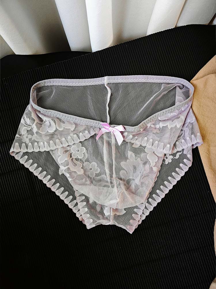Men's Sexy Transparent Seamless Lace Briefs