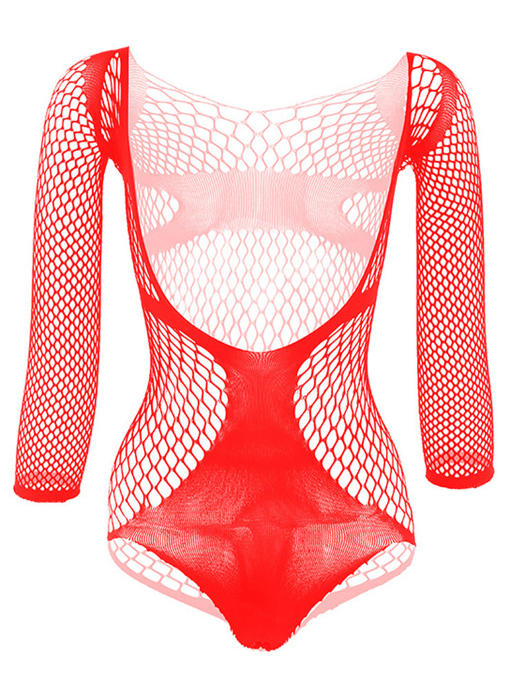 Men's V-Neck One-Piece Mesh Suit