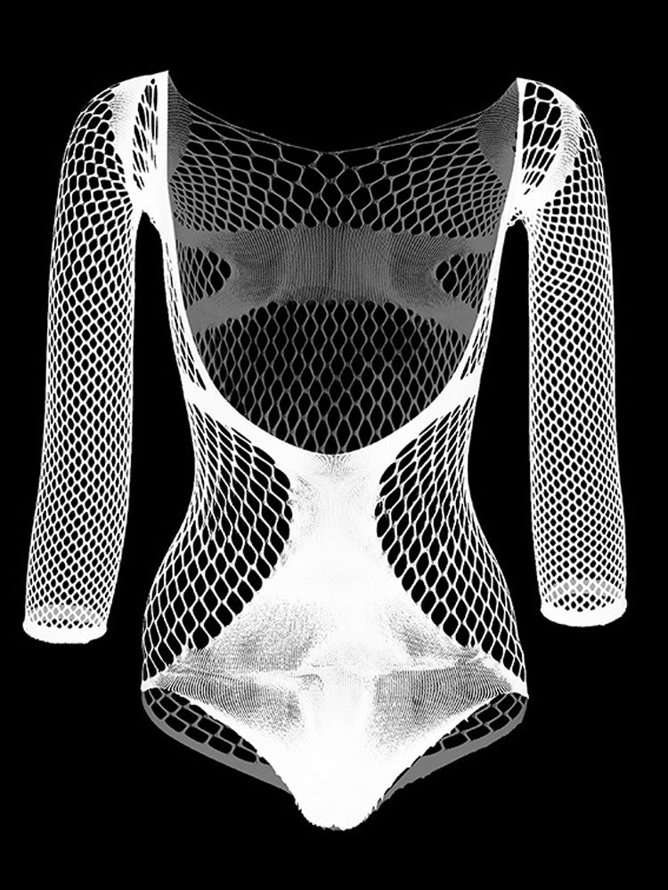 Men's V-Neck One-Piece Mesh Suit