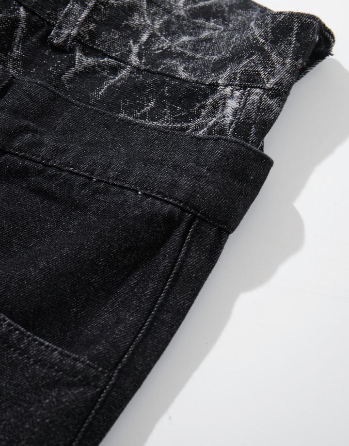 KIIKIO High-Street Retro Textured Wide-Leg Jeans
