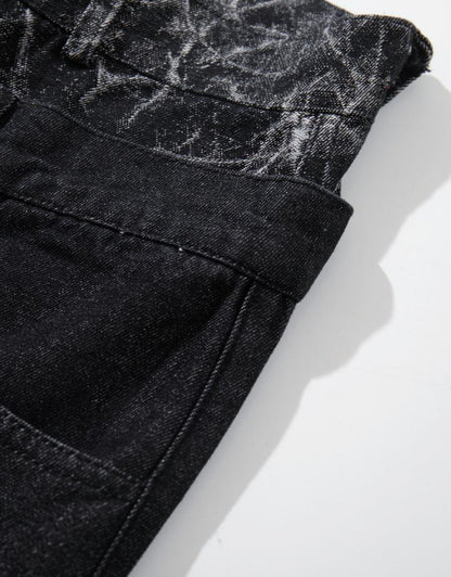 KIIKIO High-Street Retro Textured Wide-Leg Jeans