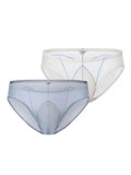 Men's Low-Rise Color-Blocked Striped Shiny Briefs