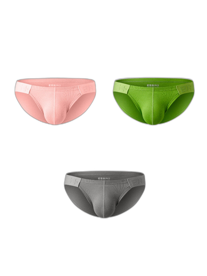 2 Pack Men's Solid Color Low Rise Sweat-Absorbent Large U-Shaped Small Pocket Briefs