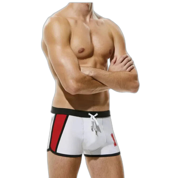 Oversized Nylon Boxer Swim Trunks