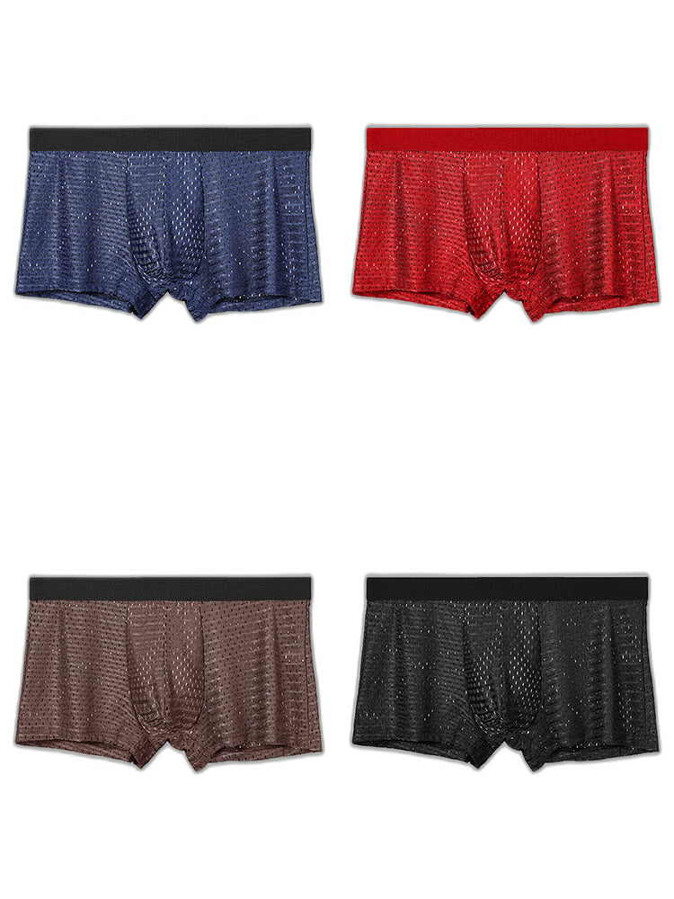 4 Pack Mesh Ice Silk Cool Fresh Men's Trunks