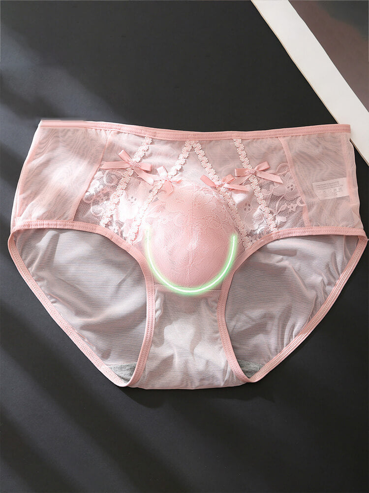 Men's Sexy Bow Detail Lace U-Pouch Briefs