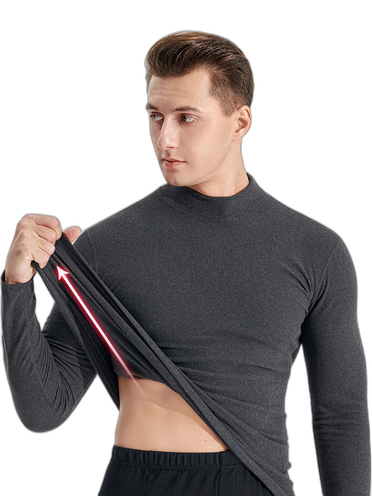 Mid-neck Men's Fleece Warm Bottoming Top T-shirt