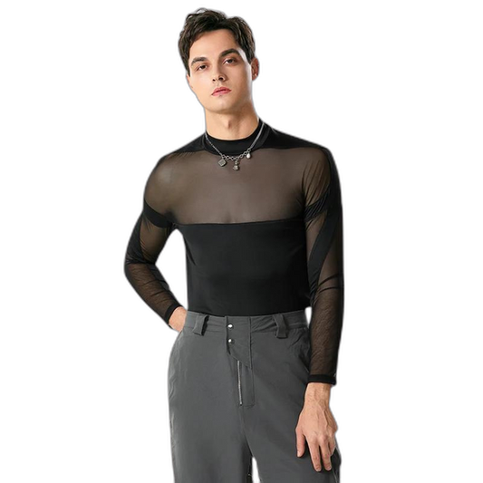 Turtleneck Long Sleeve Mesh Bodysuit
