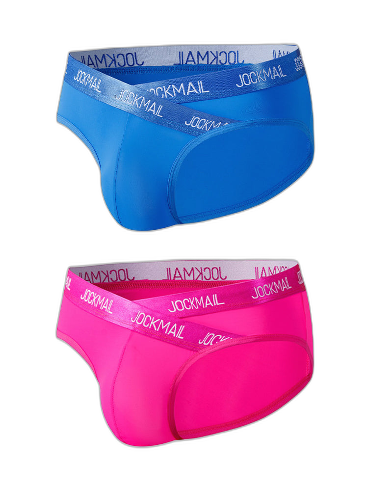 2 Pack Men's Sporty Letter Print Supportive Low-Rise Ice Silk Skin-Friendly Bikini
