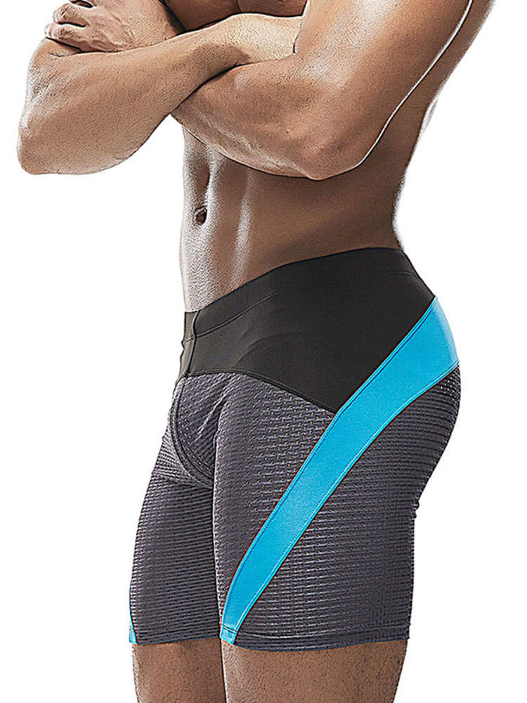 Men's Color-Block Brief Liner Mesh Swim Trunks