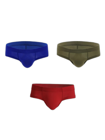 3 Pack Men's Cotton Solid U-Shaped Pouch Briefs